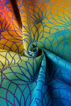 Ring Sling, Jacquard Weave (100% cotton), with gathered shoulder - RAINBOW LOTUS - standard 1.8m - Woven Baby    ring_slings    #