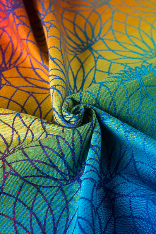 Ring Sling, Jacquard Weave (100% cotton), with gathered shoulder - RAINBOW LOTUS - standard 1.8m - Woven Baby    ring_slings    #