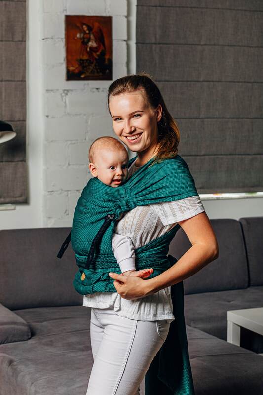 My First Baby Carrier - LennyHybrid Half Buckle, herringbone weave 100% cotton - EMERALD (grade B) - Woven Baby Standard   lenny_hybrid    #