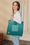Shoulder bag made of wrap fabric (100% cotton) - LITTLE HERRINGBONE OMBRE GREEN - standard size 37cmx37cm