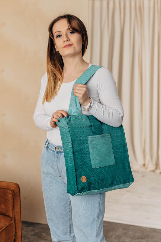 Shoulder bag made of wrap fabric (100% cotton) - LITTLE HERRINGBONE OMBRE GREEN - standard size 37cmx37cm - Woven Baby Title - Default Title   all_bags    #