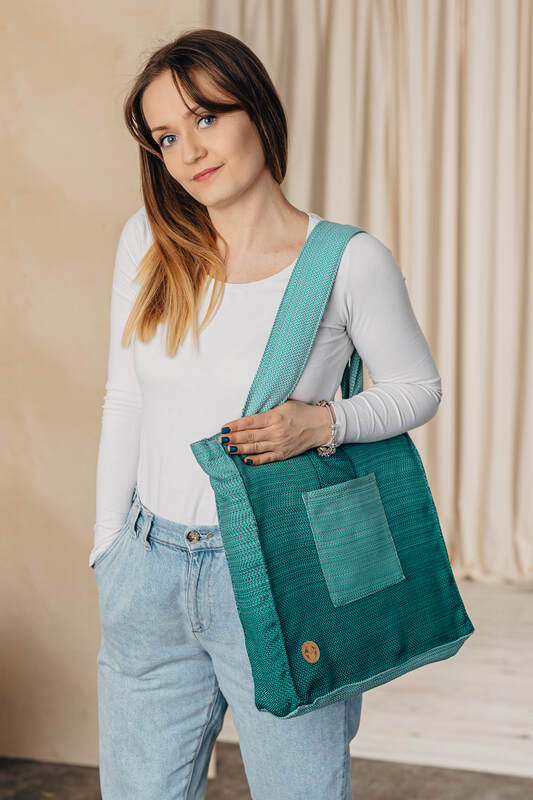 Shoulder bag made of wrap fabric (100% cotton) - LITTLE HERRINGBONE OMBRE GREEN - standard size 37cmx37cm - Woven Baby Title - Default Title   all_bags    #