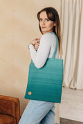 Shopping bag made of wrap fabric (100% cotton) - LITTLE HERRINGBONE OMBRE GREEN