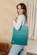 Shopping bag made of wrap fabric (100% cotton) - LITTLE HERRINGBONE OMBRE GREEN - Woven Baby    shopping_bags    #