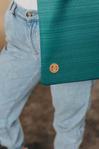 Shopping bag made of wrap fabric (100% cotton) - LITTLE HERRINGBONE OMBRE GREEN - Woven Baby    shopping_bags    #