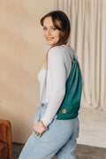 Sackpack made of wrap fabric (100% cotton) - LITTLE HERRINGBONE OMBRE GREEN - standard size 32cmx43cm