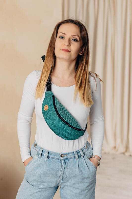 Waist Bag made of woven fabric, (100% cotton) - LITTLE HERRINGBONE OMBRE GREEN - Woven Baby Title - Default Title   waist_bags    #