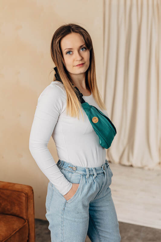 Waist Bag made of woven fabric, (100% cotton) - LITTLE HERRINGBONE OMBRE GREEN - Woven Baby Title - Default Title   waist_bags    #