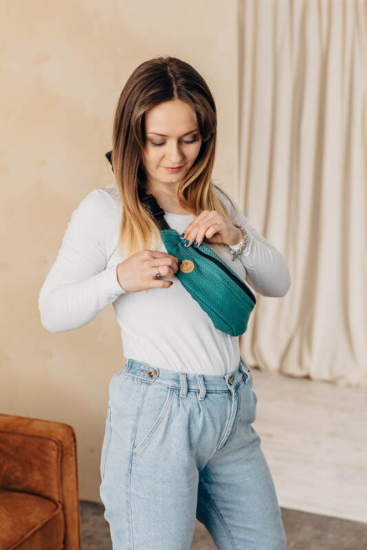 Waist Bag made of woven fabric, (100% cotton) - LITTLE HERRINGBONE OMBRE GREEN - Woven Baby Title - Default Title   waist_bags    #