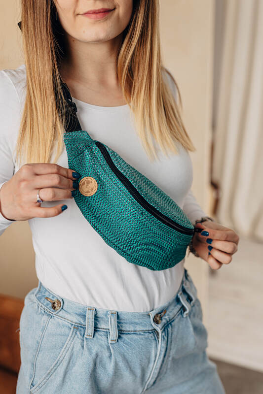 Waist Bag made of woven fabric, (100% cotton) - LITTLE HERRINGBONE OMBRE GREEN - Woven Baby Title - Default Title   waist_bags    #