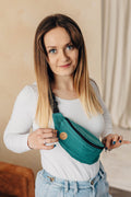 Waist Bag made of woven fabric, (100% cotton) - LITTLE HERRINGBONE OMBRE GREEN