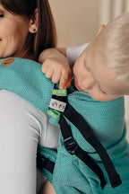 Drool Pads & Reach Straps Set, (60% cotton, 40% polyester) - LITTLE HERRINGBONE OMBRE GREEN - Woven Baby    drool_pad    #