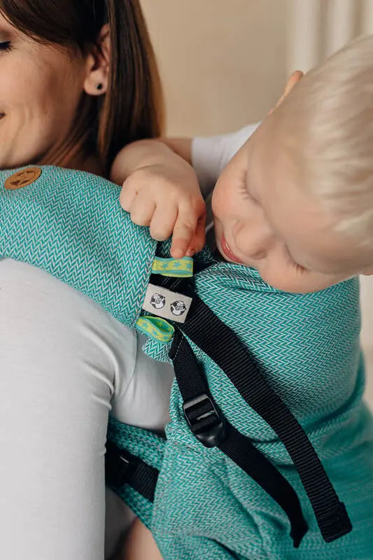 Drool Pads & Reach Straps Set, (60% cotton, 40% polyester) - LITTLE HERRINGBONE OMBRE GREEN - Woven Baby Title - Default Title   drool_pad    #