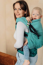 Drool Pads & Reach Straps Set, (60% cotton, 40% polyester) - LITTLE HERRINGBONE OMBRE GREEN - Woven Baby    drool_pad    #