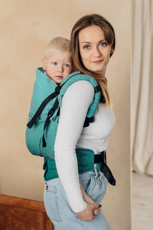 LennyPreschool Carrier, herringbone weave 100% cotton - LITTLE HERRINGBONE OMBRE GREEN - Woven Baby Size - Preschool   lenny_preschool    #