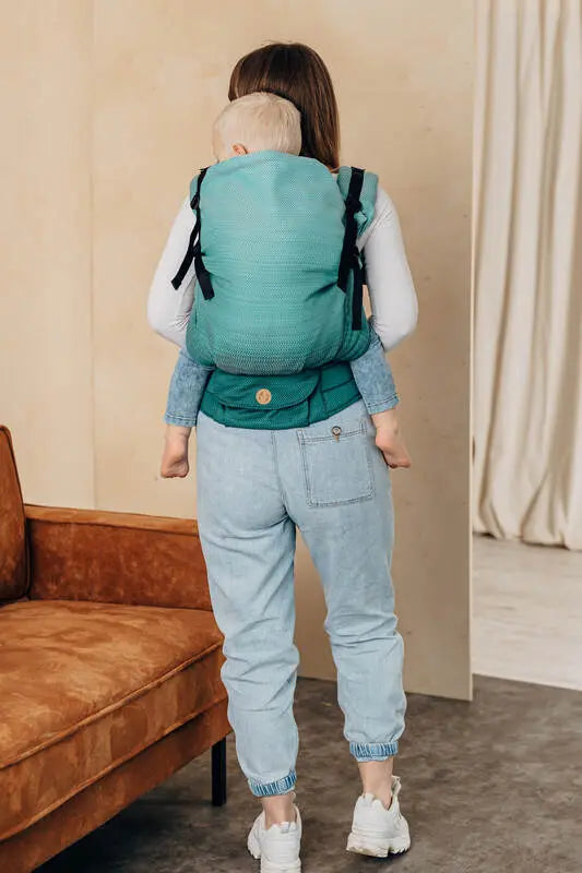 LennyPreschool Carrier, herringbone weave 100% cotton - LITTLE HERRINGBONE OMBRE GREEN - Woven Baby Size - Preschool   lenny_preschool    #
