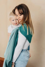 Ring Sling, Jacquard Weave (100% cotton), with gathered shoulder - LITTLE HERRINGBONE OBMRE GREEN - standard 1.8m (grade B) - Woven Baby    ring_slings    #