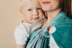 Ring Sling, Jacquard Weave (100% cotton), with gathered shoulder - LITTLE HERRINGBONE OBMRE GREEN - standard 1.8m - Woven Baby    ring_slings    #