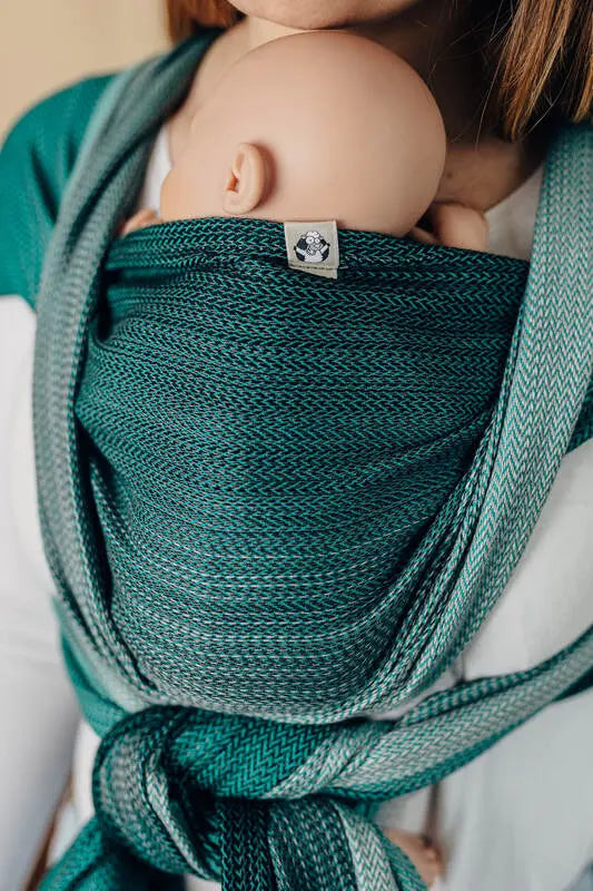 Baby sling for babies with low birthweight, Herringbone Weave, 100% cotton - LITTLE HERRINGBONE OMBRE GREEN - Woven Baby Size - L-Size - M-Size - S-Size - XL-Size - XS   premature_woven_wraps    #