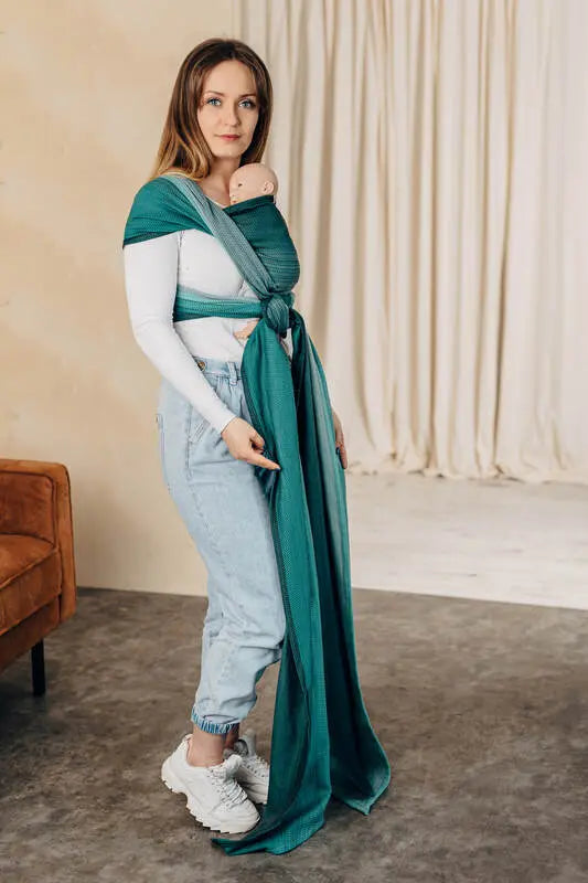 Baby sling for babies with low birthweight, Herringbone Weave, 100% cotton - LITTLE HERRINGBONE OMBRE GREEN - Woven Baby Size - L-Size - M-Size - S-Size - XL-Size - XS   premature_woven_wraps    #