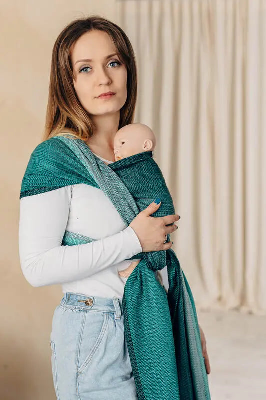 Baby sling for babies with low birthweight, Herringbone Weave, 100% cotton - LITTLE HERRINGBONE OMBRE GREEN - Woven Baby XS   premature_woven_wraps    #