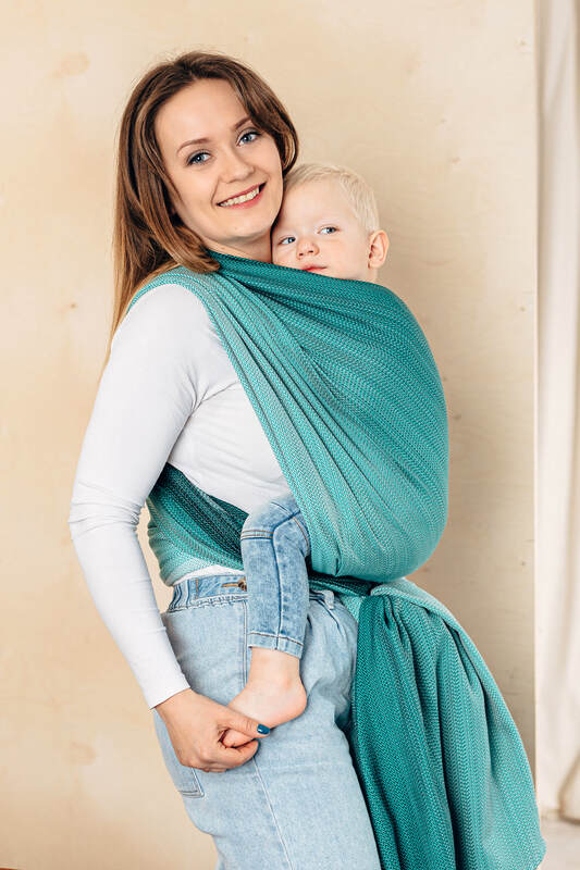 Baby Wrap, Herringbone Weave (100% cotton) - LITTLE HERRINGBONE OMBRE GREEN