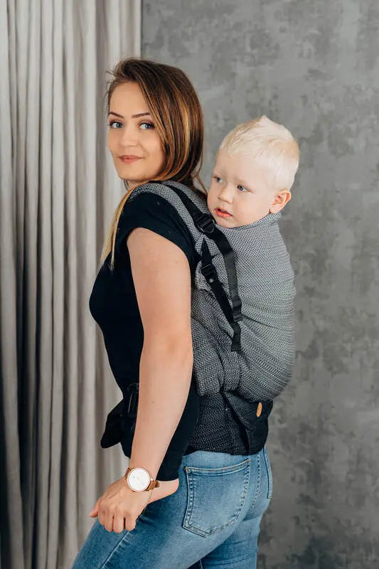 LennyPreschool Carrier, herringbone weave 100% cotton - LITTLE HERRINGBONE OMBRE GREY - Woven Baby Size - Preschool   lenny_preschool    #