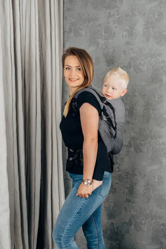 LennyPreschool Carrier, herringbone weave 100% cotton - LITTLE HERRINGBONE OMBRE GREY - Woven Baby Size - Preschool   lenny_preschool    #
