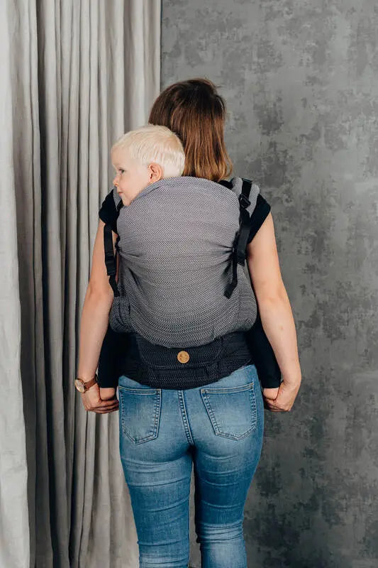 LennyPreschool Carrier, herringbone weave 100% cotton - LITTLE HERRINGBONE OMBRE GREY - Woven Baby Size - Preschool   lenny_preschool    #