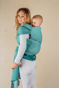 LennyHybrid Half Buckle Carrier, herringbone weave 100% cotton - LITTLE HERRINGBONE OMBRE GREEN