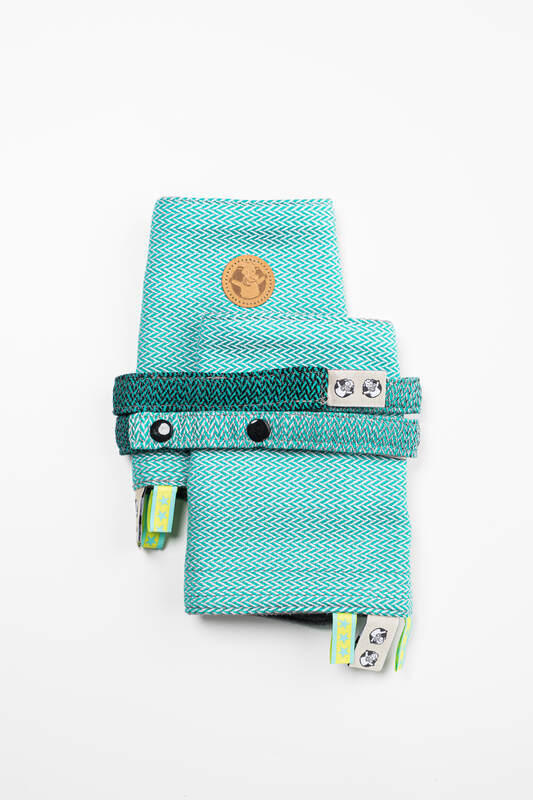Drool Pads & Reach Straps Set, (60% cotton, 40% polyester) - LITTLE HERRINGBONE OMBRE GREEN