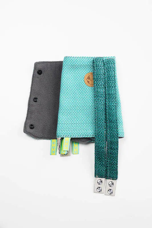 Drool Pads & Reach Straps Set, (60% cotton, 40% polyester) - LITTLE HERRINGBONE OMBRE GREEN - Woven Baby Title - Default Title   drool_pad    #