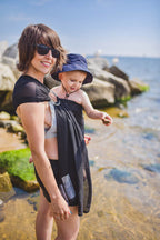 Water ring sling (100% polyester), with gathered shoulder - BLACK MESH - standard 1.8m - Woven Baby    water_ringsling    #