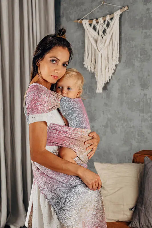 LennyHybrid Half Buckle Carrier, jacquard weave 100% cotton - WILD WINE - VINEYARD - Woven Baby Size - Standard   lenny_hybrid    #
