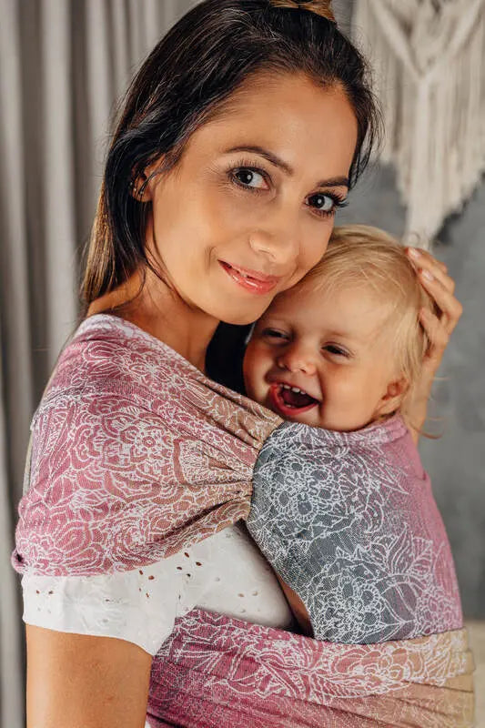 LennyHybrid Half Buckle Carrier, jacquard weave 100% cotton - WILD WINE - VINEYARD - Woven Baby Size - Standard   lenny_hybrid    #