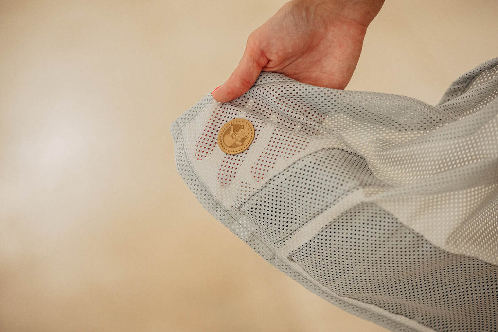 Water ring sling (100% polyester), with gathered shoulder - GREY MESH - standard 1.8m - Woven Baby    water_ringsling    #