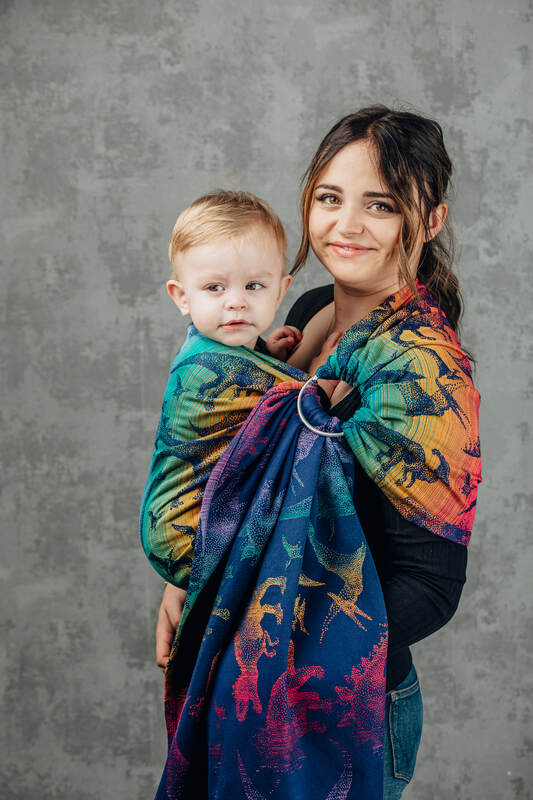 Ring Sling, Jacquard Weave (100% cotton) - with gathered shoulder - JURASSIC - NEW ERA - standard 1.8m