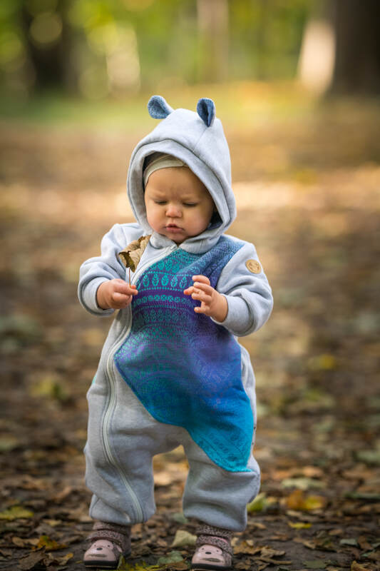 Jumpsuit for a child- Gray melange & Peacock's Tail  - Fantasy