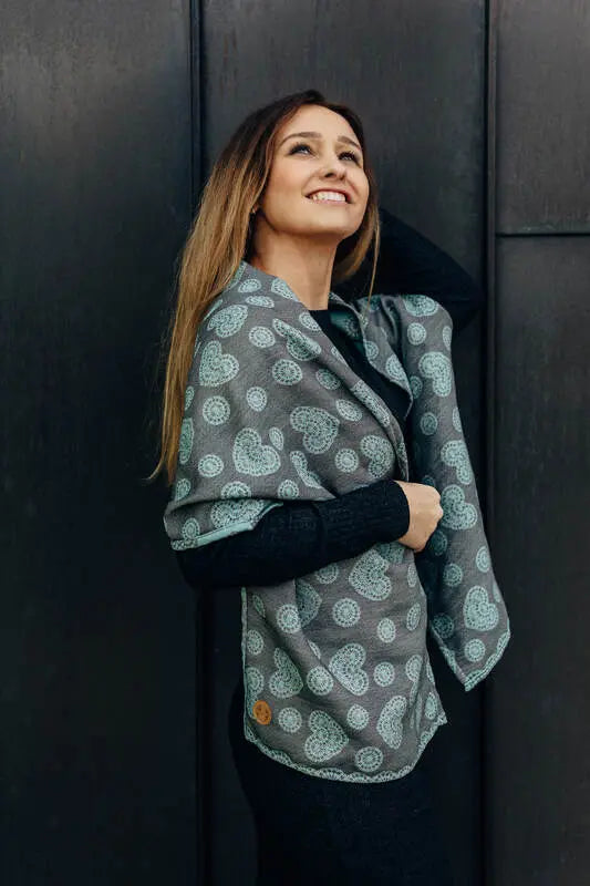 LennyScarf - 42% cotton, 58 % silk - Lace Grey & Mint - Woven Baby Title - Default Title   lenny_scarf    #
