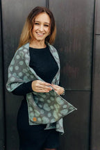 LennyScarf - 42% cotton, 58 % silk - Lace Grey & Mint - Woven Baby    lenny_scarf    #