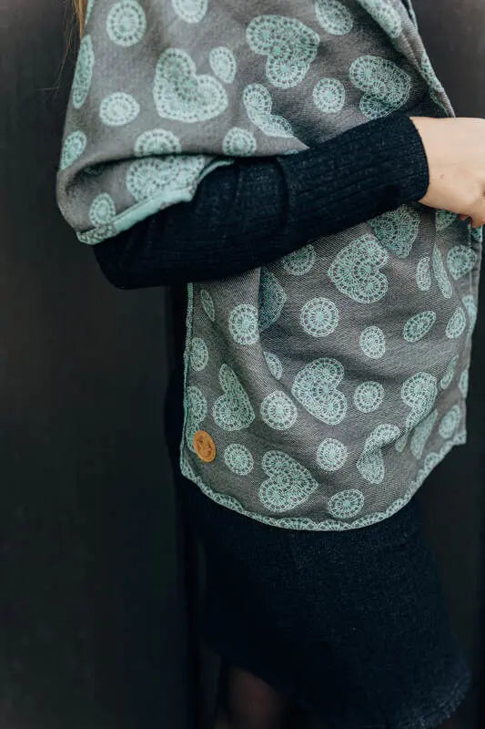 LennyScarf - 42% cotton, 58 % silk - Lace Grey & Mint - Woven Baby    lenny_scarf    #