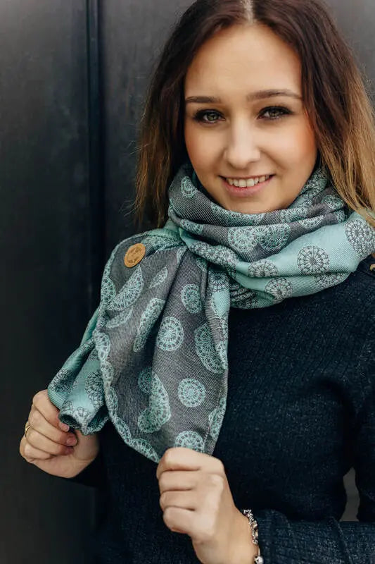LennyScarf - 42% cotton, 58 % silk - Lace Grey & Mint - Woven Baby    lenny_scarf    #