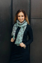 LennyScarf - 42% cotton, 58 % silk - Lace Grey & Mint - Woven Baby    lenny_scarf    #