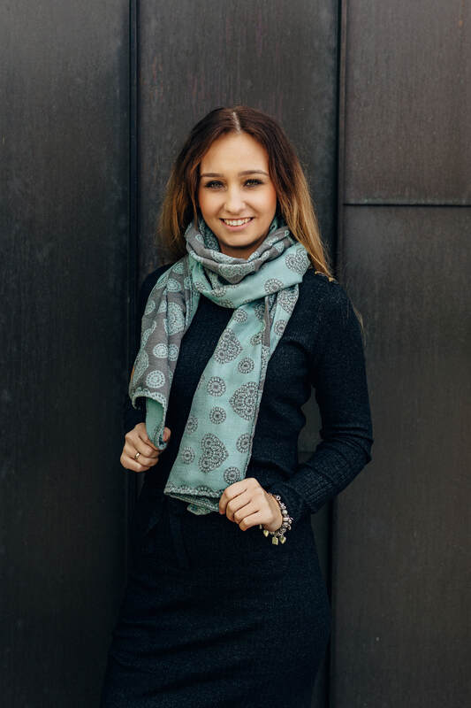 LennyScarf - 42% cotton, 58 % silk - Lace Grey & Mint