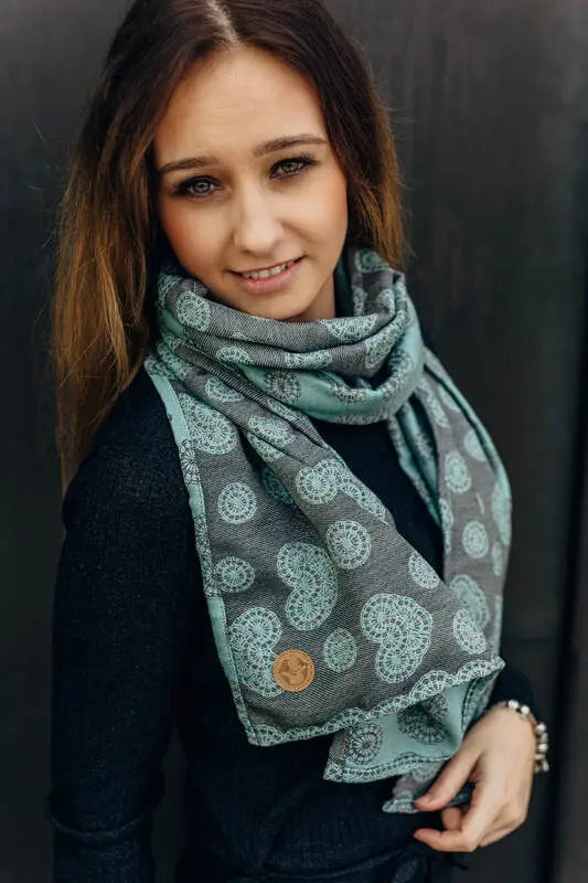 LennyScarf - 42% cotton, 58 % silk - Lace Grey & Mint - Woven Baby    lenny_scarf    #