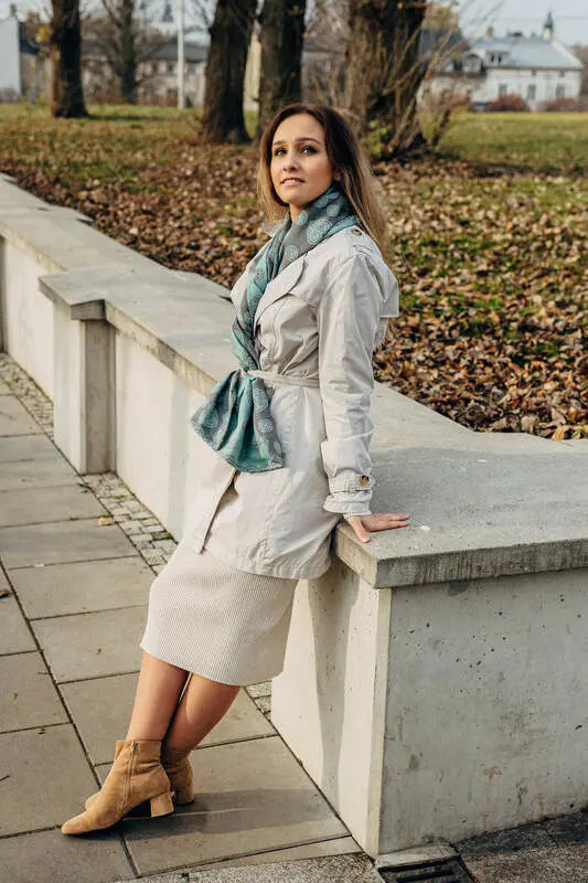 LennyScarf - 42% cotton, 58 % silk - Lace Grey & Mint - Woven Baby    lenny_scarf    #