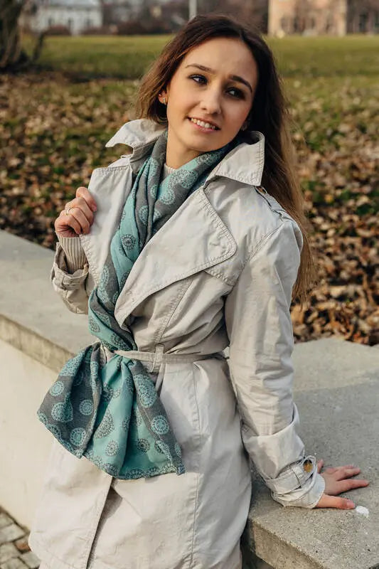 LennyScarf - 42% cotton, 58 % silk - Lace Grey & Mint - Woven Baby    lenny_scarf    #