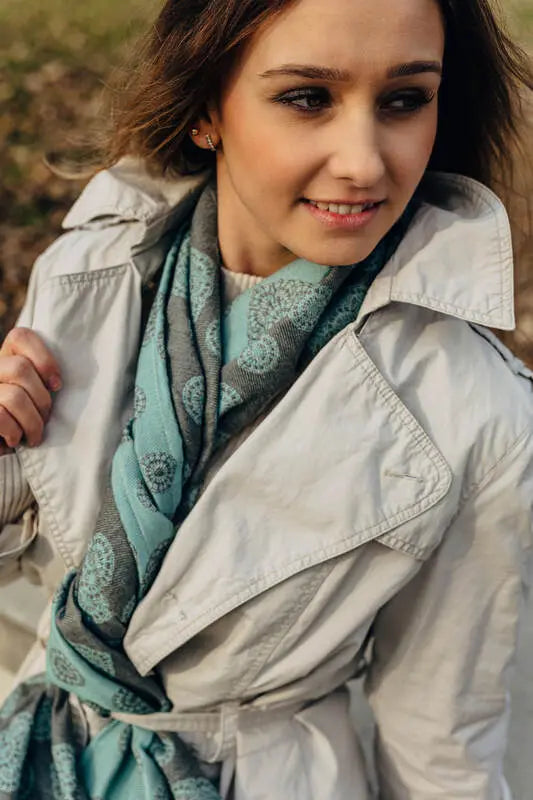LennyScarf - 42% cotton, 58 % silk - Lace Grey & Mint - Woven Baby    lenny_scarf    #