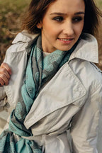 LennyScarf - 42% cotton, 58 % silk - Lace Grey & Mint - Woven Baby    lenny_scarf    #