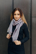 LennyScarf - 40% cotton 21 % baby alpaka 21 % angora 18% mulberry silk - Pepitka Grey & Pink